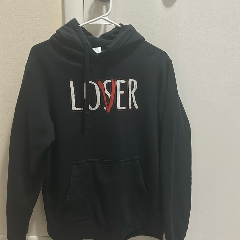 “Loser lover” IT themed black women’s medium hoodie